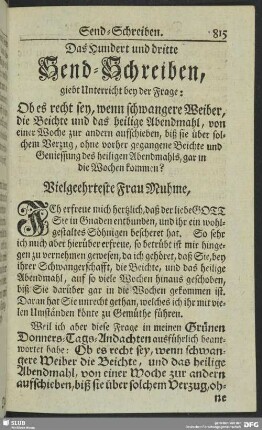 Das Hundert und dritte Send-Schreiben