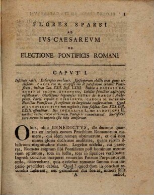 Flores Sparsi Ad Ivs Caesarevm De Electione Pontificis : A. D. IV. Octobr. A. C. N. MDCCLVIII. ...