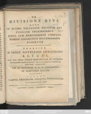 De Divisione Eivs Qvod In Vltima Volvntate Relictvm Est Cognatis Proximioribvs Simvl Cvm Remotioribvs Vtrisqve Nomine Collectivo Svccessoribvs Nominatis