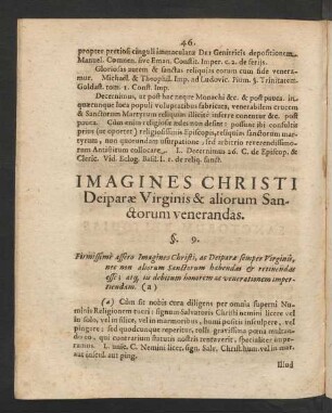 Imagines Christi Deiparae Virginis & aliorum Sanctorum venerandas. §. 9.
