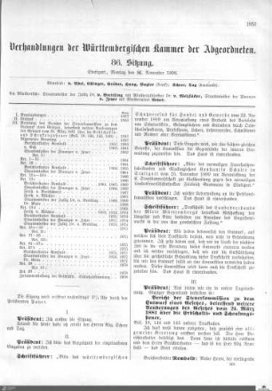 86. Sitzung, Stuttgart, 27.11.1899