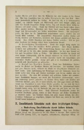 X. Deutschlands Schwäche nach dem 30jährigen Kriege