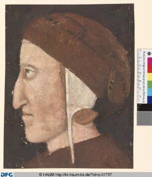 Bildnis Dante Alighieris im Profil nach links