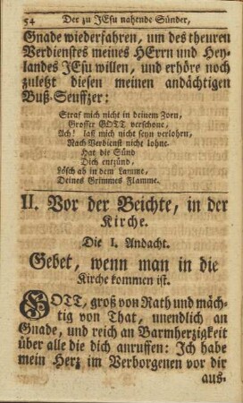 II. Vor der Beichte, in der Kirche