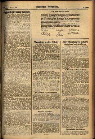 Zweite Ausgabe vom Mittwoch, den 02. Februar 1938.