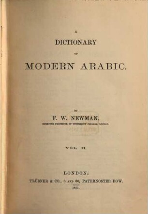 A Dictionary of Modern Arabic, II