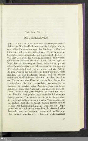 Drittes Kapitel: Die "Reflexionen"