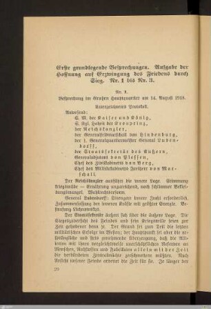 Besprechung im Großen Hauptquartier am 14. August 1918