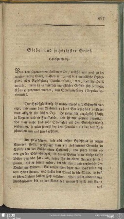 Sieben und sechszigster Brief. Spießglaskönig