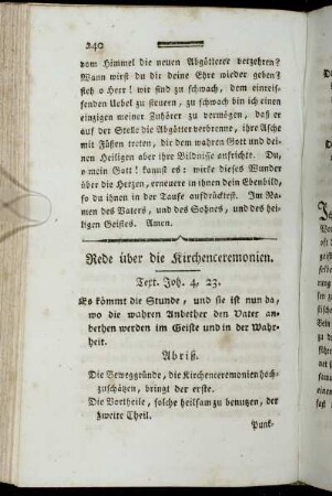 Rede über die Kirchenceremonien.
