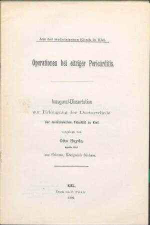 Operationen bei eitriger Pericarditis