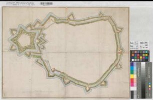 Münster (Münster) Zitadelle und Stadtbefestigung 2.H. 17.Jh. 130 rh. Ruten = 15,5 cm 50 x 70 kol. Zeichnung (Peter Pictorius d. Ältere, vgl. Geisberg 1, S. 27) KSM Nr. 753b