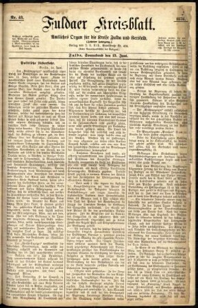 Ausgabe vom Samstag, den 15. Juni 1878.