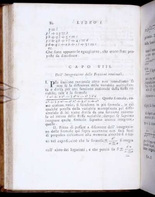 Capo VIII. Dell' Integrazione delle Frazioni razionali.