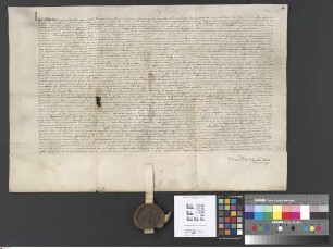 Seligenstadt: Jacobus Moguntine sedis archiepiscopus literam institutionem et erectionem altaris b. Marie virginis omnium S.S. nec non b. Barbare ...
