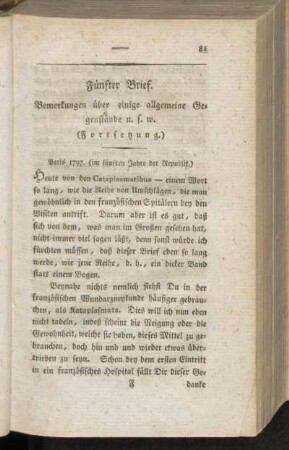 Fünfter Brief. Bemerkungen über einige allgemeine Gegenstände u.s.w. (Fortsetzung)