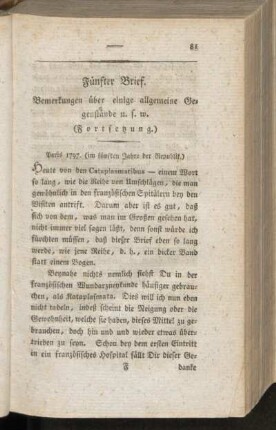 Fünfter Brief. Bemerkungen über einige allgemeine Gegenstände u.s.w. (Fortsetzung)