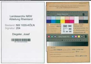 Entnazifizierung Josef Diegeler , geb. 06.10.1907 (Bergarbeiter)