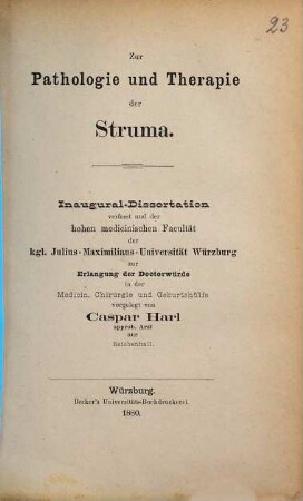 Zur Pathologie und Therapie der Struma : Inaug.-Diss.