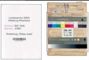 Entnazifizierung Witwe Josef Roderburg , geb. 30.10.1897 (Kauffrau)