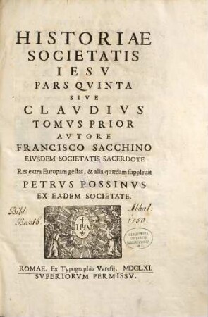 Historiae Societatis Iesu ... pars, 5,1. Sive Claudius ; 1