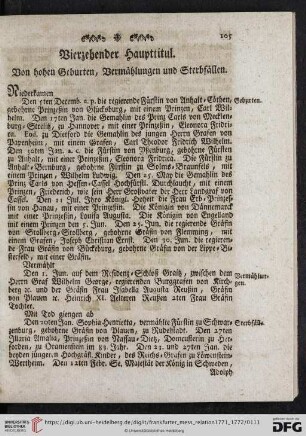 Vierzehender Haupttitul. Von hohen Geburten, Vermählungen und Sterbfällen