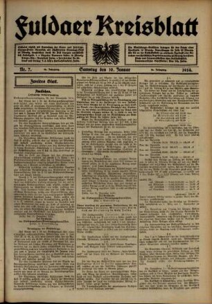 Zweite Ausgabe vom Samstag, den 10. Januar 1914.
