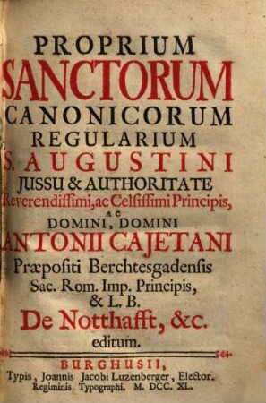 Proprium Sanctorum Canonicorum Regularium S. Augustini