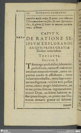 Caput V. De Ratione Seipsum Explorandi An Quis Prima Gratiae saluificae initia habeat