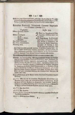 Extractus Protocolli Visitationis Cameræ Imperialis d. d. Wetzlariæ 6. Februarii 1771.