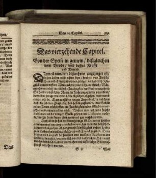 Das vierzehende Capitel. Von der Speise in gemein/ deßgleichen vom Brodt/ und dessen Krafft und Tugend
