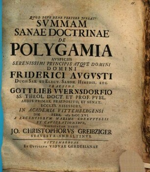 Summam sanae doctrinae de polygamia : a recentiorum maxime corruptelis ...