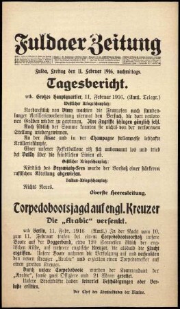 Ausgabe vom Freitag, den 11. Februar 1916.
