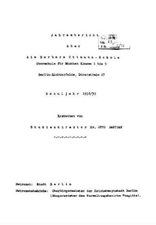 1938/39: Jahresbericht Schuljahr ... - 1938/39