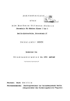 1938/39: Jahresbericht Schuljahr ... - 1938/39