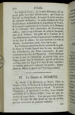 IX. Le Duché de Modéne.
