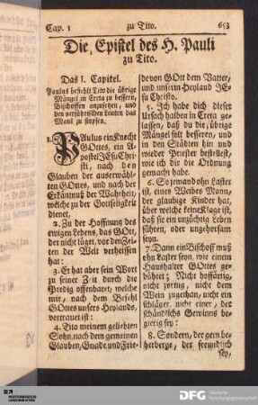 Die Epistel des H. Pauli zu Tito.