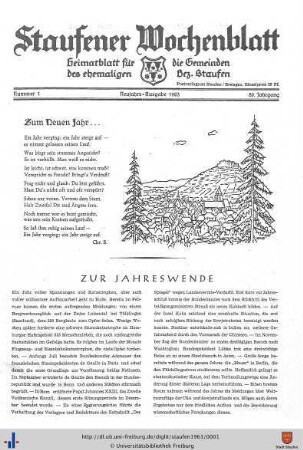 89. Jg: Staufener Wochenblatt (1921 bis 1934 als Staufener Tagblatt)
