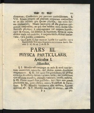 Pars III. Physica Particularis