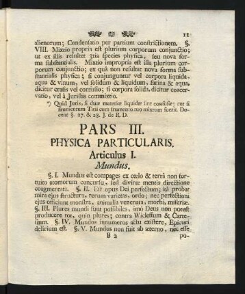 Pars III. Physica Particularis