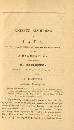 Algemeene geschiedenis van Java, van de vroegste tijden af aan tot op onze dagen, door J. Hageman, JCz. I. Boek
