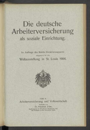 H. 5: Arbeiterversicherung und Volkswirtschaft