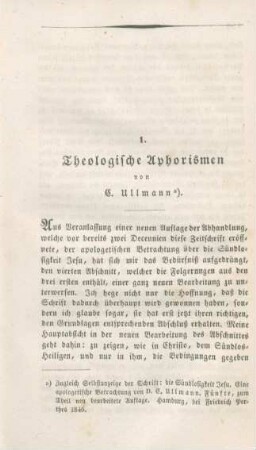 155-170 Theologische Aphorismen : zugleich Selbstanzeige der Schrift: die Sündlosigkeit Jesu