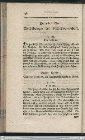 Zweyter Theil. Methodologie der Rechswissenschaft