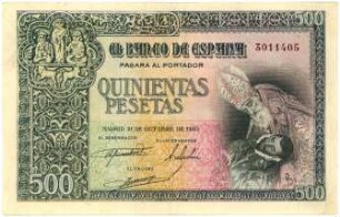 Geldschein, 500 Pesetas, 21.10.1940