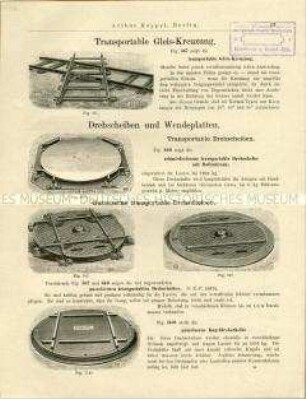 Transportable Gleis-Kreuzung, Drehscheiben und Wendeplatten