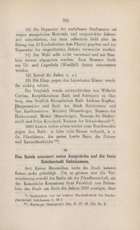 26. Das Reich erneuert seine Ansprüche auf die freie Reichsstadt Gelnhausen.