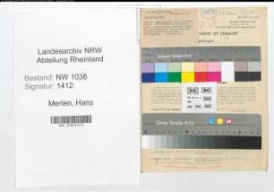 Entnazifizierung Hans Merten , geb. 06.09.1903 (Dentist)