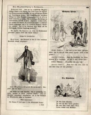 "Eine Magistratssitzung in Rathhausen" "Moderne Pietät" "Die Schubfuhr"