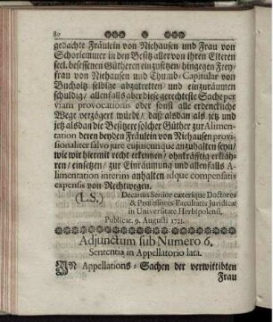 Adjunctum sub Numero 6. Sententia in Appellatorio lata.